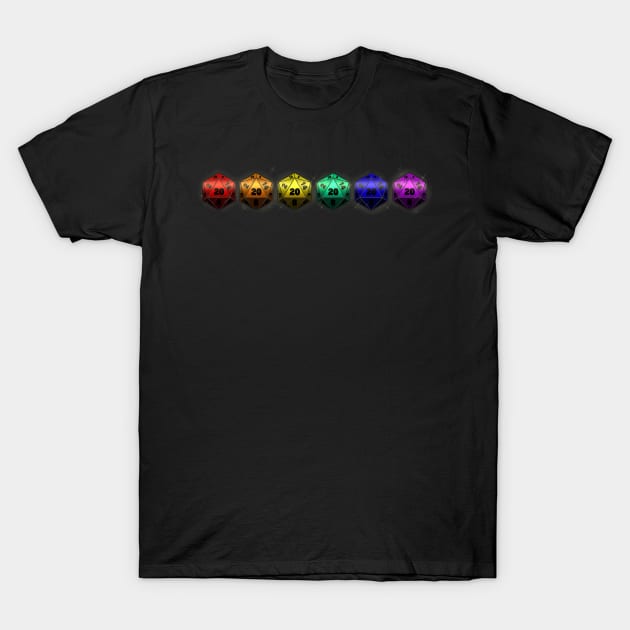Rainbow D20 Dice T-Shirt by TheQueerPotato